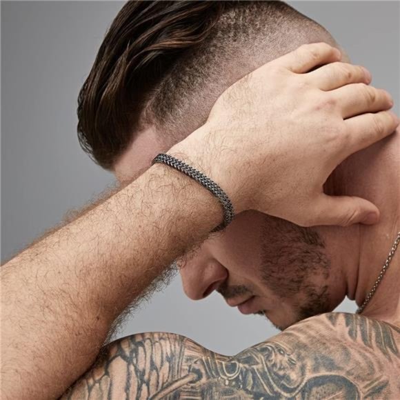 Bracelets for Men-Stainless Steel Magnetic Clasp Franco Chain Mens Bracelet - Picture 6 of 6